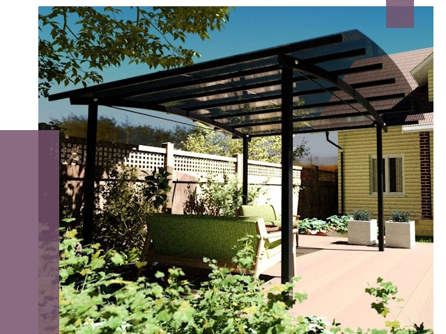 Навесы для террасы в Губкине от 12951 руб. под ключ | ПРОЛЁТ-Гбк