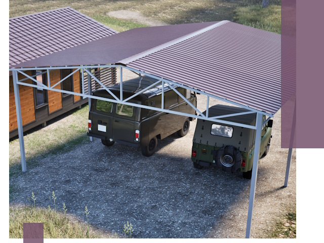 Двускатные навесы под ключ в Губкине — изготовление и монтаж